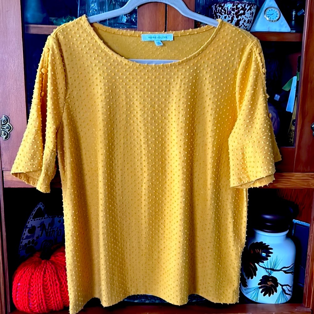Rose + Olive Burnt Orange top SzL